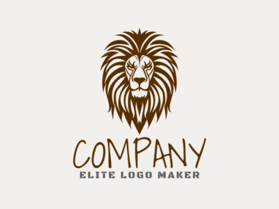 Un logotipo profesional en forma de león africano con un estilo tribal, el color utilizado fue marrón oscuro.