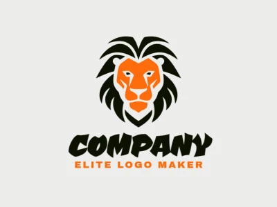 Um logotipo carismático de mascote com a cabeça de um leão africano em laranja e preto marcantes, personificando força e orgulho.