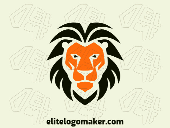 Um logotipo carismático de mascote com a cabeça de um leão africano em laranja e preto marcantes, personificando força e orgulho.