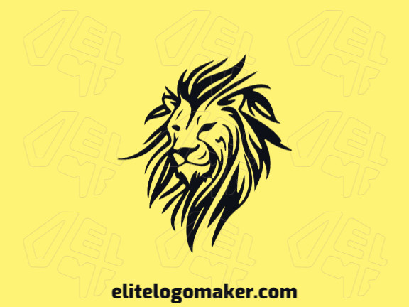 Vector logo in the shape of an african lion with abstract style and black color.