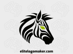Abstract logo with a refined design forming an African zebra head, the colors used were green and black.