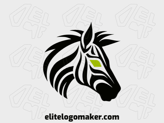 Logotipo abstrato com design refinado, formando uma cabeça de zebra africana com as cores verde e preto.