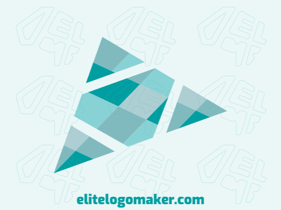Stylized logo composed of abstract shapes and triangles forming an airplane with blue and gray colors.