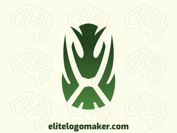 Logotipo customizável com a forma de um alienígena composto por um estilo gradiente e cor verde.