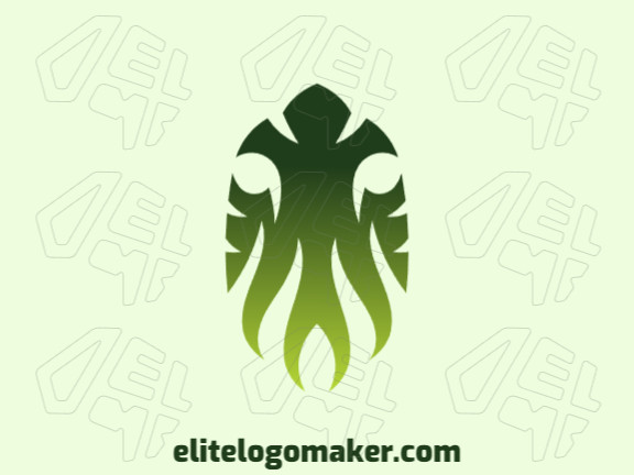 Logotipo memorável com a forma de um alienígena, com estilo gradiente, e cores customizáveis.