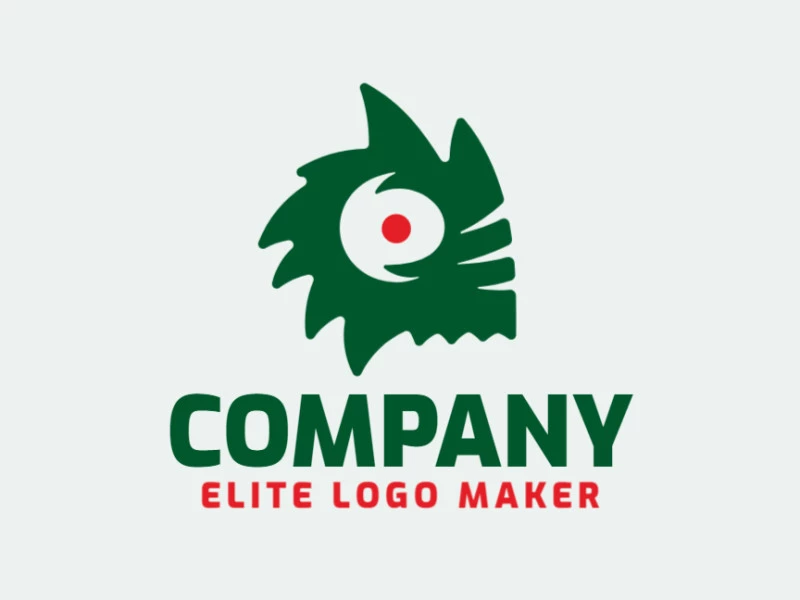 Template logo in the shape of an alien with abstract design with green and red colors.