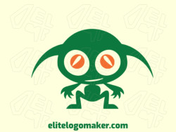 Create your own logo in the shape of an alien with childish style with green and orange colors.