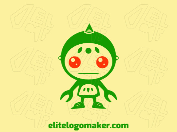 Crie um logotipo memorável para sua empresa com a forma de um alienígena com estilo artesanal e design criativo.