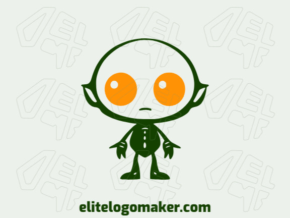 Crie um logotipo memorável para sua empresa com a forma de um alienígena com estilo infantil e design criativo.