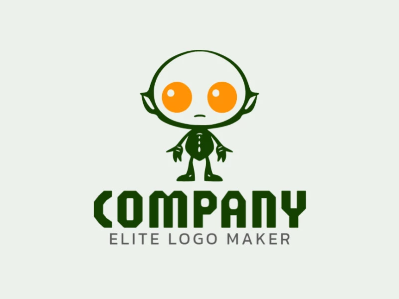 Crie um logotipo memorável para sua empresa com a forma de um alienígena com estilo infantil e design criativo.