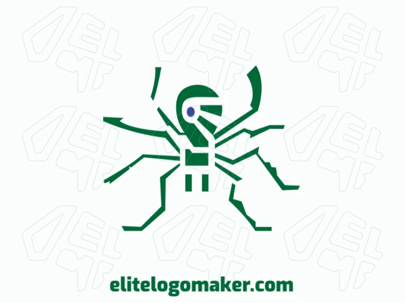 Logo created with abstract style forming an alien with colors blue and green.