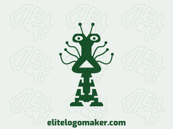 Symmetry logo created with abstract shapes forming an alien with the green color.