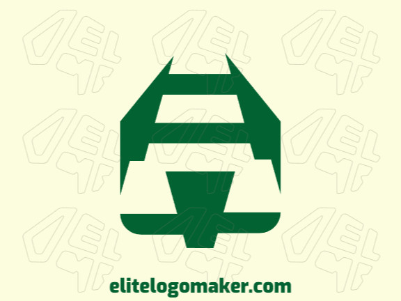 Logotipo profissional com a forma de um alienígena combinado com uma letra "A", com estilo abstrato, a cor utilizada foi verde.