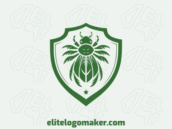 Um logotipo profissional em forma de uma inseto alienígena com um estilo abstrato, a cor utilizada foi verde.