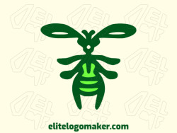 Create a logo for your company in the shape of an alien insect with symmetric style and green color.