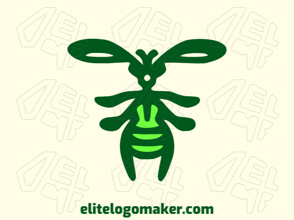 Create a logo for your company in the shape of an alien insect with symmetric style and green color.
