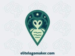 Abstract logo design in the shape of an alien combined with stars with green and beige colors.