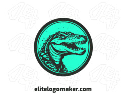 Create a logo for your company in the shape of an alligator with illustrative style with green and black colors.