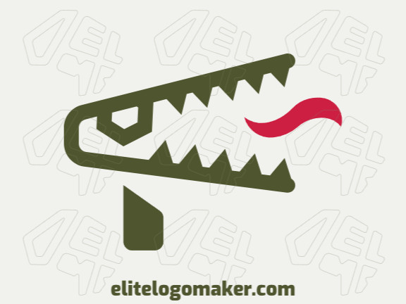 Animal logo design in the shape of an alligator head combined with a megaphone with red and green colors.