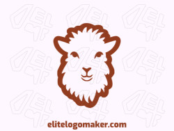 Logo available for sale in the shape of an alpaca with monoline style and brown color.