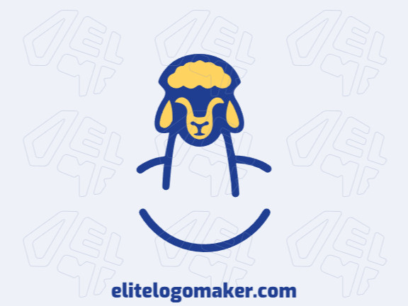 Logo template for sale in the shape of an alpaca, the colors used were dark blue and dark yellow.