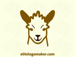 Mascot logo with a refined design forming an alpaca head, the colors used were brown and black.