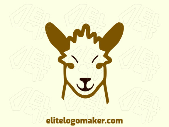 Logotipo mascote com design refinado, formando uma cabeça de alpaca com as cores marrom e preto.