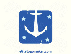 Customizable logo in the shape of an anchor with an simple style, the color used was blue.