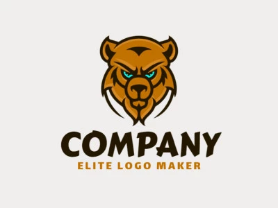 Un logotipo simétrico con un oso enojado, irradiando fuerza y poder.