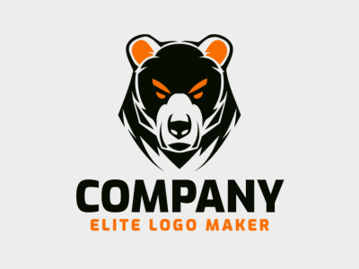 Um design de logo simétrico com uma cabeça de urso enfurecido, simbolizando força e determinação.