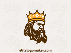 Abstract logo template with creative shapes forming an angry king with a professional design with brown and dark yellow colors.