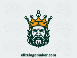 Customizable logo in the shape of an angry king composed of a symmetric style with dark yellow and dark green colors.