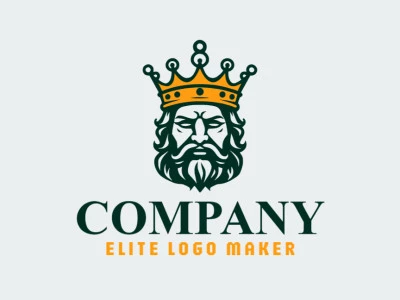 Customizable logo in the shape of an angry king composed of a symmetric style with dark yellow and dark green colors.