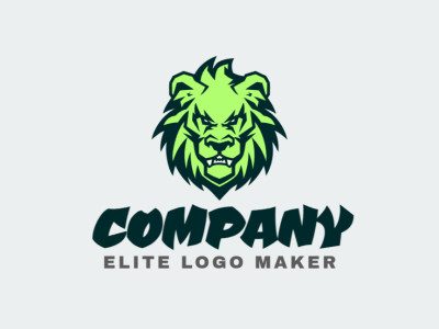 Un logo de mascota con un león enfurecido, que irradia fuerza y determinación con una paleta de colores verde y beige.