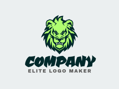 A mascot logo featuring an angry lion, exuding strength and determination with a color palette of green and beige.