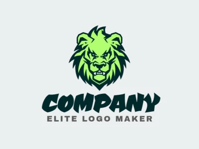 Un logo de mascota con un león enfurecido, que irradia fuerza y determinación con una paleta de colores verde y beige.