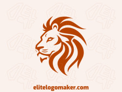 Template logo in the shape of an angry lion head with abstract design and brown color.