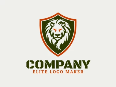 Crie seu logotipo online com a forma de um leão bravo com cores customizáveis e estilo emblema.