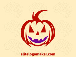 Customizable logo in the shape of an angry pumpkin composed of a simple style with red and purple colors.