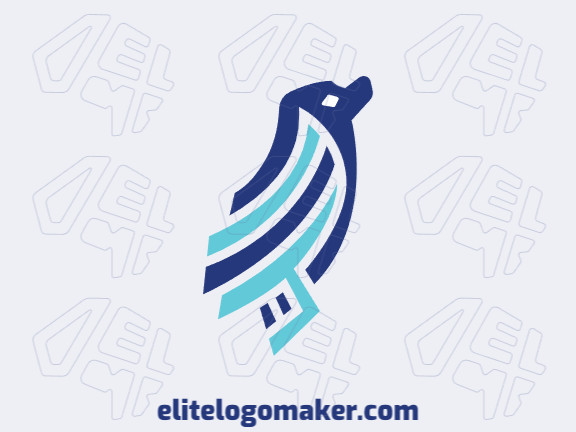 Animal logo design in the shape of a seal (animal) composed of abstract forms and refined design with blue colors.