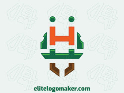 Creative logo in the shape of an ant with memorable design and creative style, the colors used was green, brown, and orange.