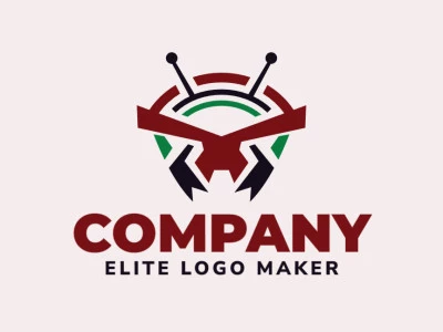 Symmetry logo with creative concept forming an ant with a refined design and green, red, and black colors.