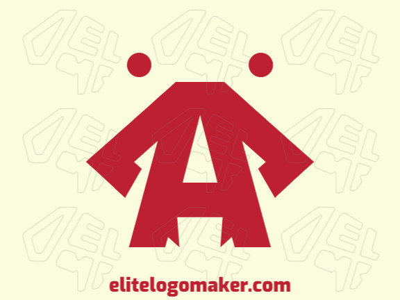 Logotipo disponível para venda com a forma de uma formiga combinado com uma letra "A", com estilo abstrato e cor vermelho.