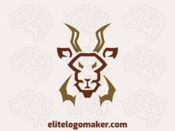 Animal logo with a refined design forming an antelope with green and brown colors.