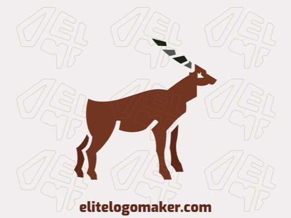 Animal logo design in the shape of an antelope composed of solids shapes with gray, black, and brown colors.