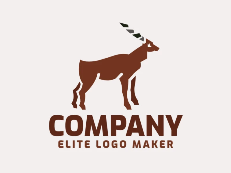 Logotipo customizável composto por formas geométricas e estilo simples formando um antílope com cor marrom.