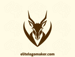 Logo with creative design, forming an antelope with animal style and customizable colors.