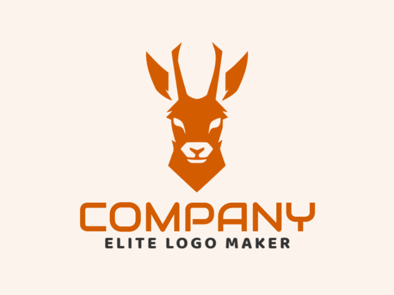 Logotipo memorável com a forma de um antílope com estilo minimalista, e cores customizáveis.