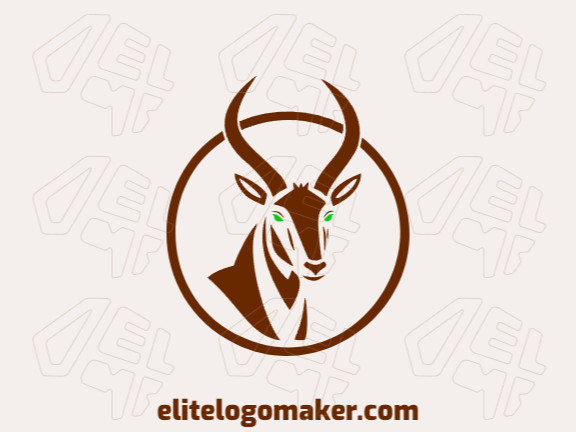 Logo template for sale in the shape of an antelope, the color used was dark brown.