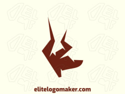 Professional logo in the shape of an antelope, with an abstract style, the color used was brown.